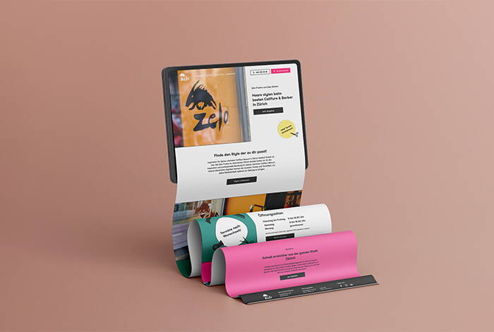 Farbenfrohes Webdesign für Zelo Frisöre in Zürich von deiner Web- und Grafik-Agentur in Winterthur.