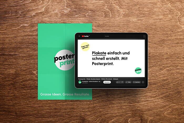 Posterprint: Grosse Ideen. Grosse Resultate. Kampagne und Motion Design von deiner Grafik Agentur in Winterthur.