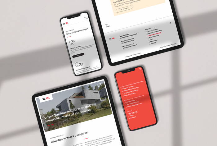 g.f.i. und Walter Wittwer Immobilien: Redesign Website, Grafik und Layout Design.