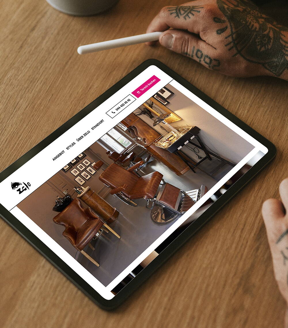 Webdesign von deiner Grafik- und Webagentur in Winterthur und Zürich für Zelo Frisöre, die ihre Website individuell erstellen lassen haben.