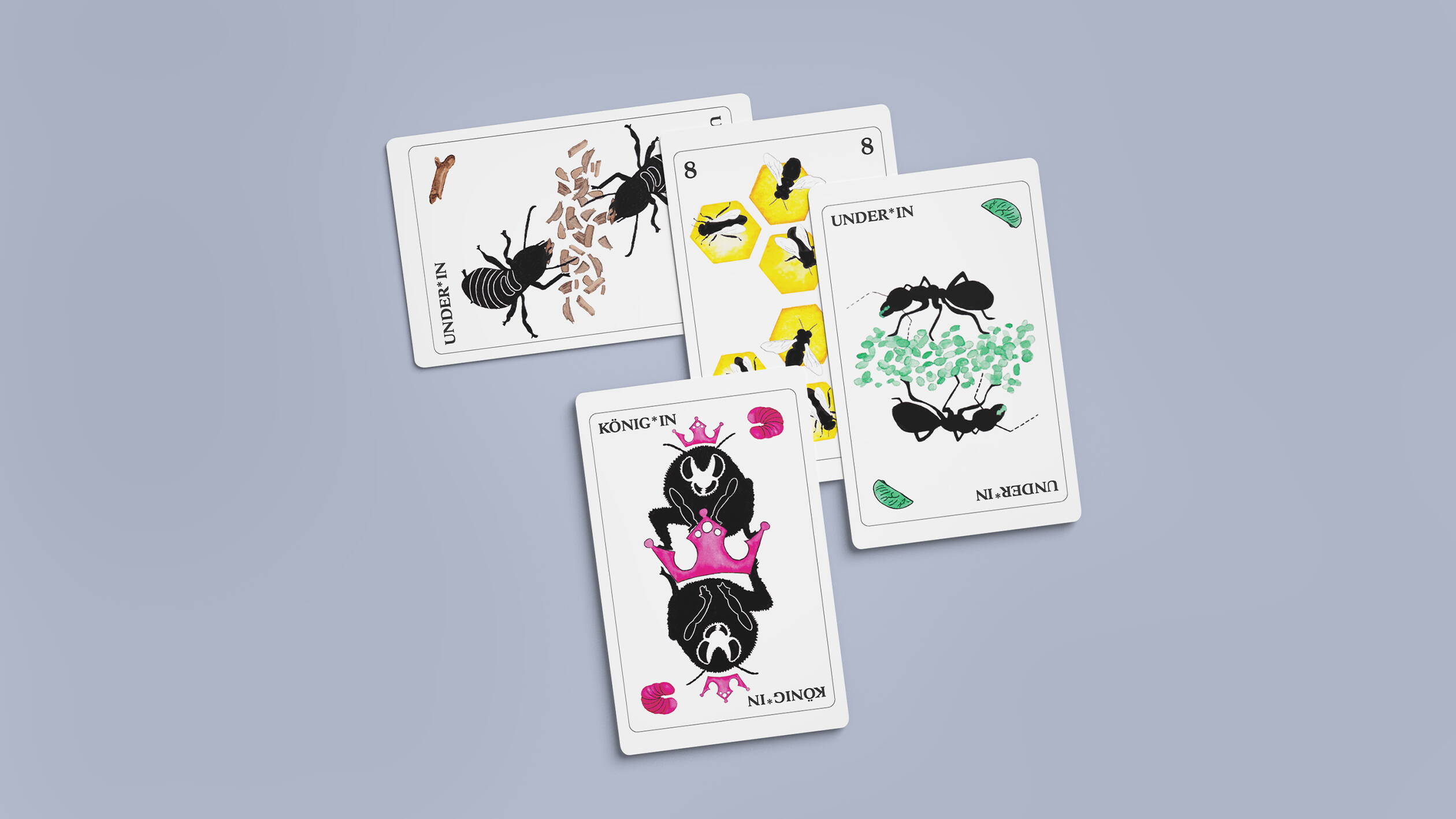 Buur, Näll, Ass – der Insektenjass. Jasskartendesign, Grafik, Illustration von deiner Grafik Agentur in Winterthur.
