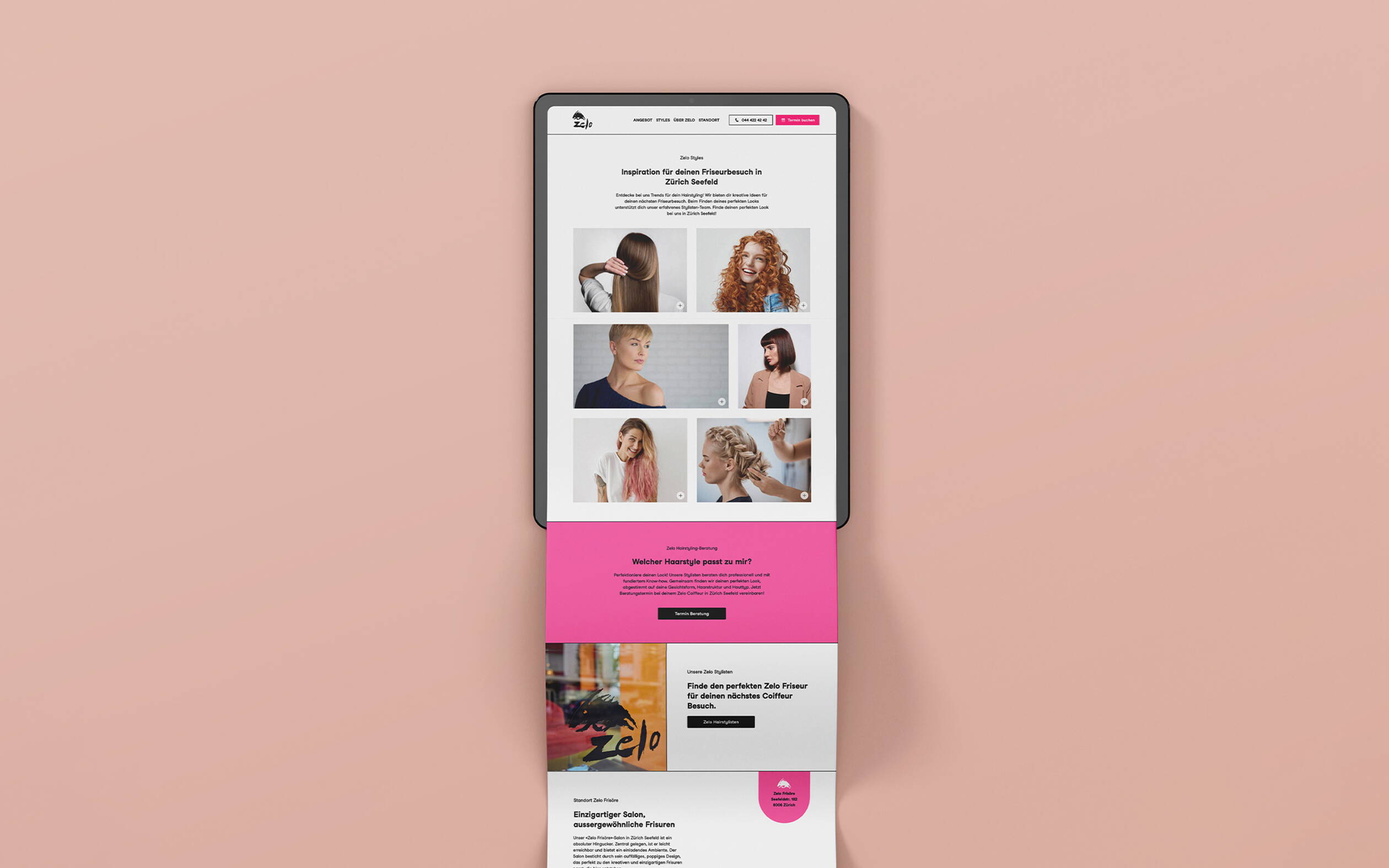 Webdesign von deiner Grafik- und Webagentur in Winterthur und Zürich für Zelo Frisöre, die ihre Website individuell erstellen lassen haben.